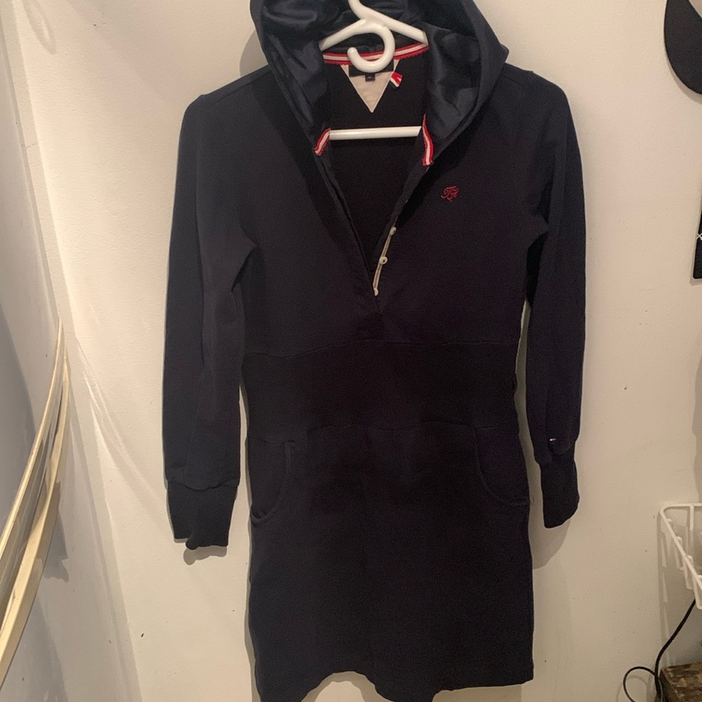 Absolutely Fabulous Tommy Hilfiger Quarter Button  Up Dress Hoodie SZ 16 or XL